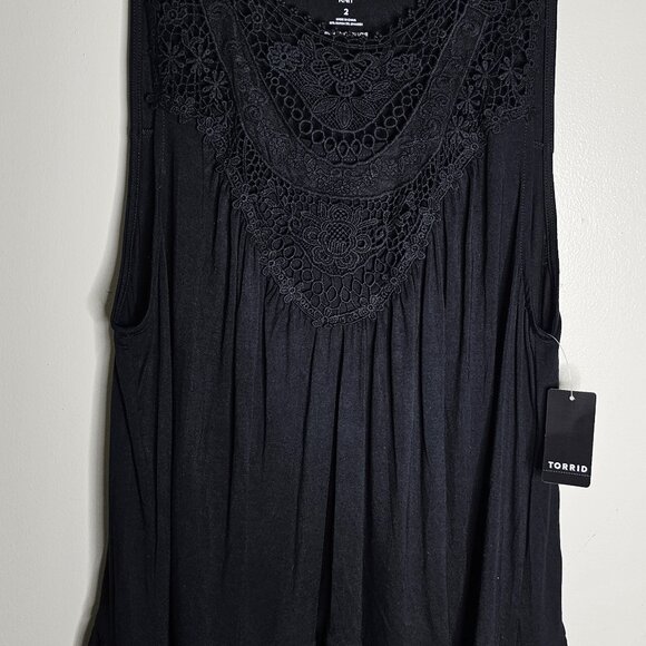 TORRID Super Soft Crew Neck Lace Yoke Tank NWT - Picture 5 of 9